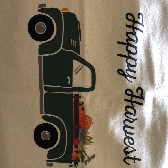 Happy Harvest pick-up truck with pumpkin, leaves, fall theme thanksgiving pillow - Picture 5 of 7